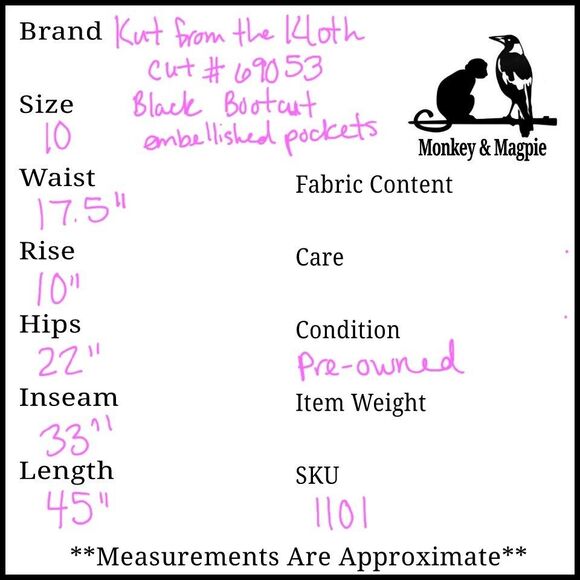 Kut From The Kloth Womens Jeans Size 10 Faded Black Bootcut Flare Embellished - Picture 9 of 9